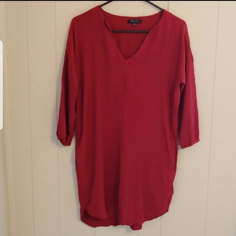Madewell Du Jour Red Tunic Dress - Picture 2 of 7